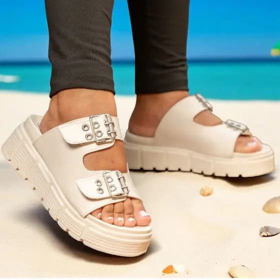 Sandália Feminina Papete Plataforma Confortável Lancamento Oferta