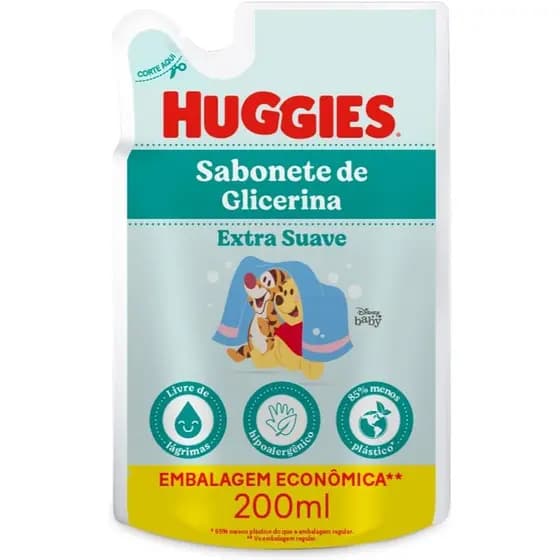 Sabonete Líquido Infantil Huggies Extra Suave Refil 200ml-Hipoalergênico, Livre de Lágrimas - 200 ml