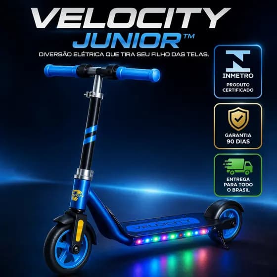 Patinete Elétrico Infantil LED 150W Recarregável Até 15km/h Até 60kg Com Freio Eletrônico Certificado INMETRO