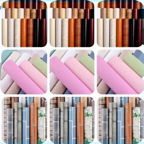 Papel de Parede 3D Autoadesivo Madeira Mármore Impermeável Resistente Removível Quarto Sala Móveis Em Oferta5M*45CM