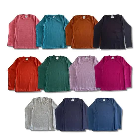 Kit 5 Blusas Manga Longa Infantil Inverno Menino e Menina Tamanho 1 ao 10 anos Malha Canelada