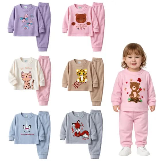 Kit 6 peças Soft menina 3 Conjuntos Soft Inverno Infantil Tamanho P/M/G Bebê e Tamanho 1 a 3 anos