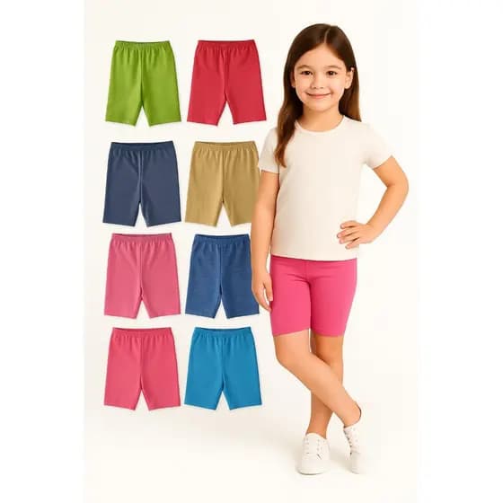 Kit com 3 Bermudas Ciclista Menina Verão Infantil tamanho 1 ao 10 Anos