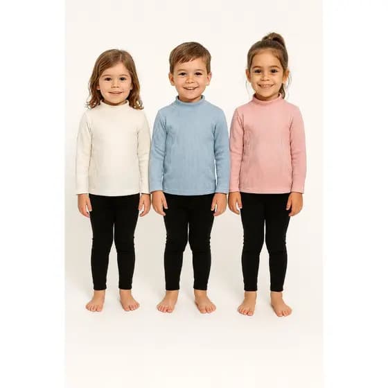 Kit com 3 Peças Blusa Gola Alta Canelada Cacharrel Infantil MENINO Tamanho 1 ao 10 Anos
