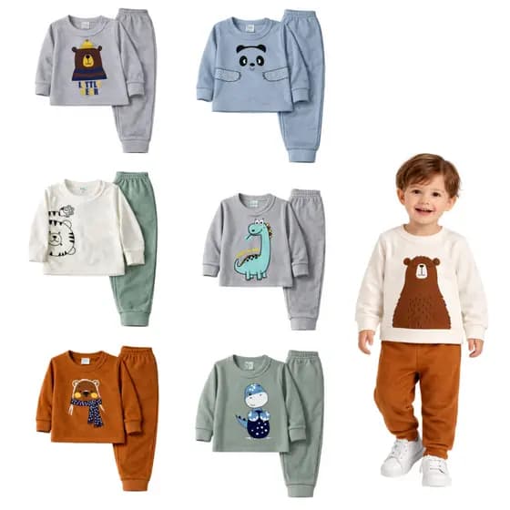 Kit Sortido 2 a 6 peças de Soft Menino Roupas Masculino Infantil Inverno - 1 a 3 Conjuntos Inverno