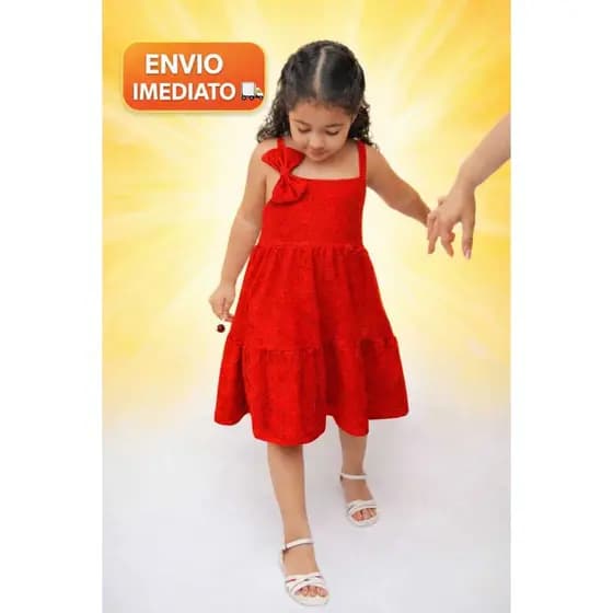 Vestido Infantil Menina 3 Marias Laise com Laço Alça Verão Confortável Festa Aniversário Casual de 1 a 10 Anos blogueira
