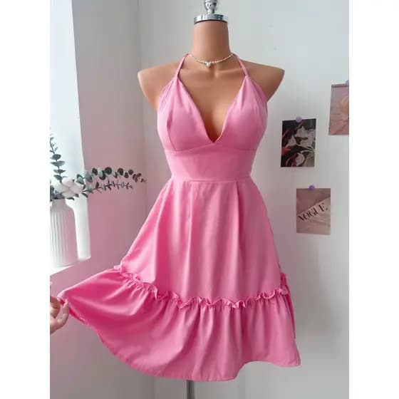 vestido curto babado feminino com bojo SP024