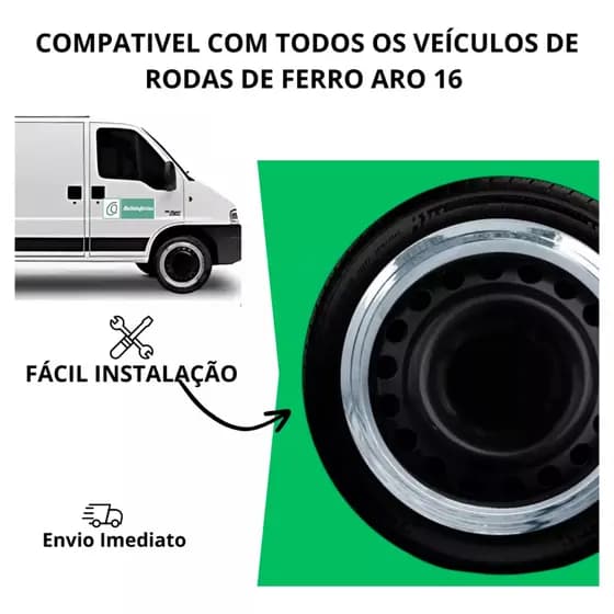 Sobre Aro Cromado Para Rodas De Ferro Universal - Aro 16'