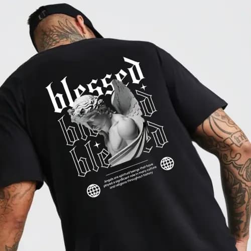 Camiseta Masculina Blessed Camisa Básica Streetwear Algodão Premium