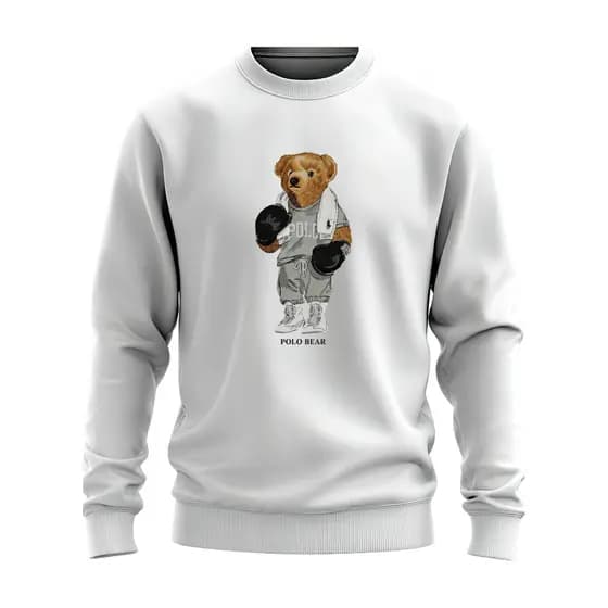 Moletom Careca Urso Bear Boxing Gola Redondo Estilo Casual Moda Masculina 100% Algodão