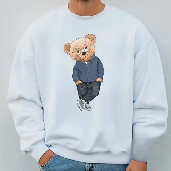Blusa de Frio Moletom Careca Masculino Urso Nerd 100% Algodão Quentinho Inverno