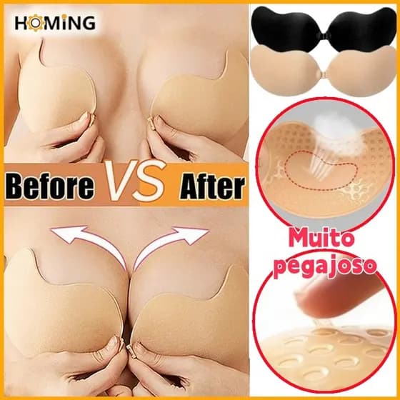 Sutiã Adesivo Sem Alças Push Up Silicone Invisivel Levanta Seio Alto Colante Reutilizável para Mulheres