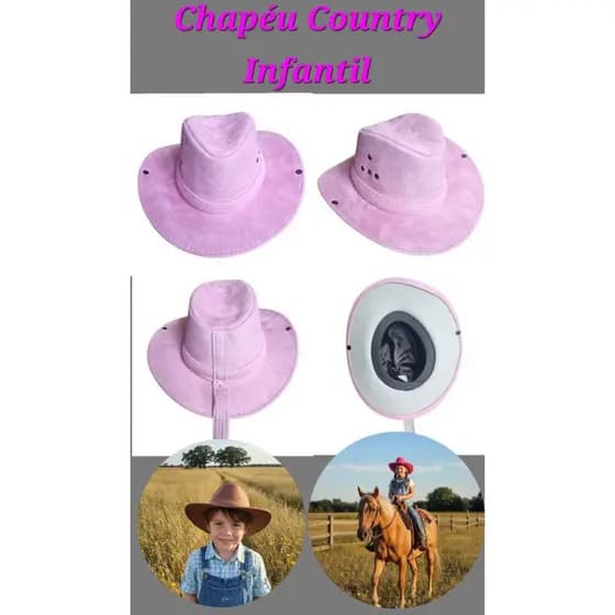 Chapéu Country Infantil Sertanejo Rodeio Cowboy, Cowgirl Unissex