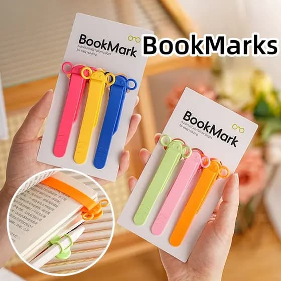 Marcador de Página Automático com Suporte para Caneta BookMark Silicone Clipe Leitura Livro