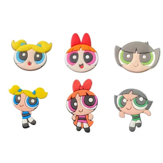 06 Pins/Bottons Emborrachados Para Babuche - Meninas Super Poderosas