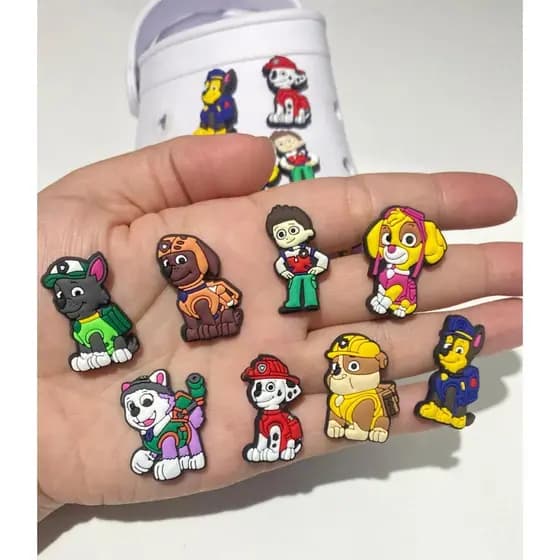 4 a 6 Pins/Bottons Emborrachados Para Babuche - Patrulha Canina