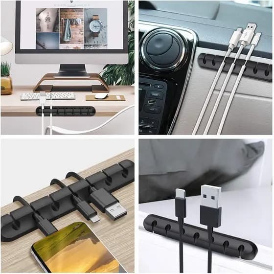 Cabo Suporte Para Mouse Fone De O Cabo Organizador Silicone Gestão Tidy Organizador Enrollador De Cabo Usb Desktop Clips