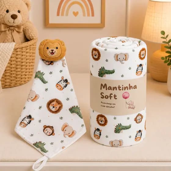 Kit Bebe Manta + Naninha Cheirinho Menino Menina Macia Soninho