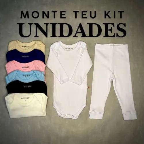 Conjunto Body Bebe Manga Longa e Calca Mijao Algodao Malha Canelada Menino Menina Unissex