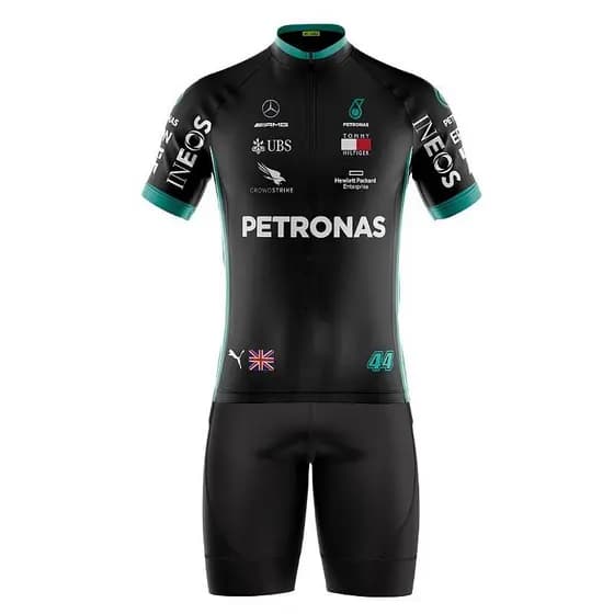 CONJUNTO CICLISMO MASCULINO BERMUDA E CAMISA F1 COM BOLSOS UV 50+