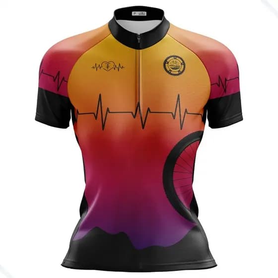 Camiseta Ciclismo Feminina Dry Fit com Proteção UV Bike MTB Speed Batimentos Laranja