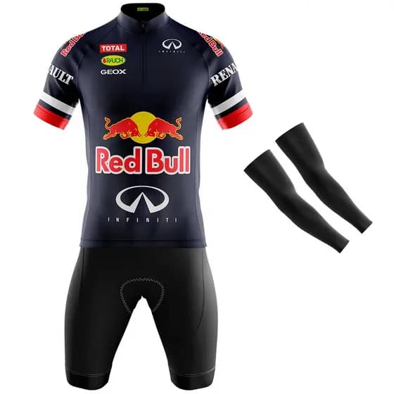 Conjunto Ciclismo Mountain Bike Bermuda e Camisa Red Bull Com Bolsos UV 50+