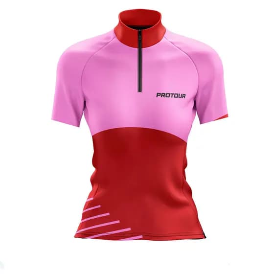 Camiseta Ciclismo Feminina Dry Fit com Proteção UV Bike MTB Speed Pro Tour Life Rosa