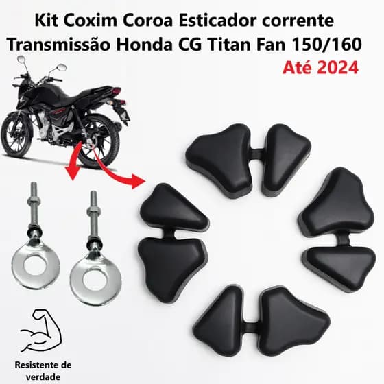 Kit Bucha Coxim da Coroa Esticador Corrente Transmiss Roda Traseira Honda CG 150/160 Titan Fan Start