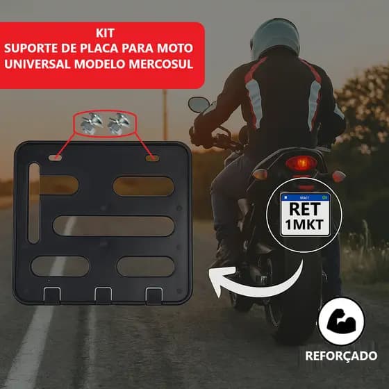 Kit Suporte Moldura Protetor de Placa Modelo Universal Mercosul Parafusos e porca Plástico Reforçado