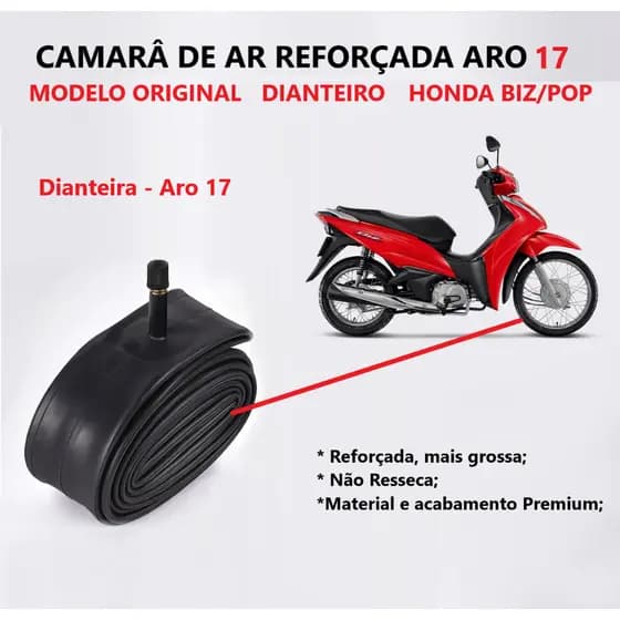 Camara Ar Dianteira aro 17 Moto Modelo Original Biz 125 100 Pop Shineray Jet Phoenix Camera Premium