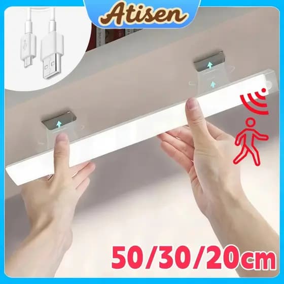 50/30/20CM Luzes Recarregáveis com Sensor de Movimento para Baixo do Armário Luz Noturna USB Sem Fio