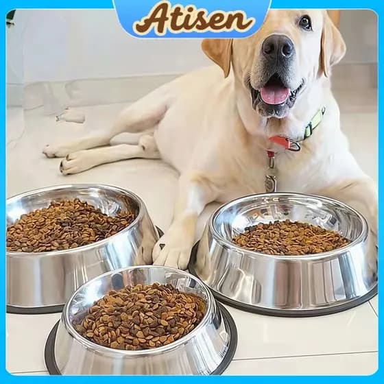 Cachorro Pote De Ração Água E Ração Antiderrapante Resistente Aço Inox Animais Estimação para Gatos e Cães