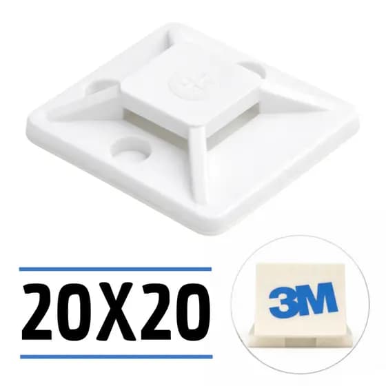 Kit 50 Unidades Clips Fixador Organizador 20x20mm Dupla Face Forte 3M para Cabos e Fios Abraçadeiras