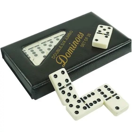 Jogo de Dominó resinado similar osso profissional importado 28 peças 4,9 cm