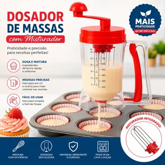 DOSADOR DE MASSA JARRA COM MISTURADOR E DISPENSER 800ml