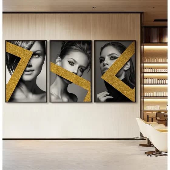 Quadro Preto E Branco Quadro Com Moldura E Vidro Quadro Decorativo Grande Mulheres Fotografia Trio