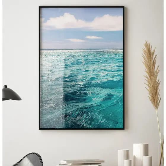 Quadro Mar Paisagem Com Moldura Quadro de Sala Decorativo Quadro Natureza Quarto Escritório Oceano