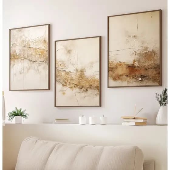 Quadro Abstrato Para Sala Trio De Quadros Decorativos Com Moldura Quadro Moderno Arte Estilo Gesso