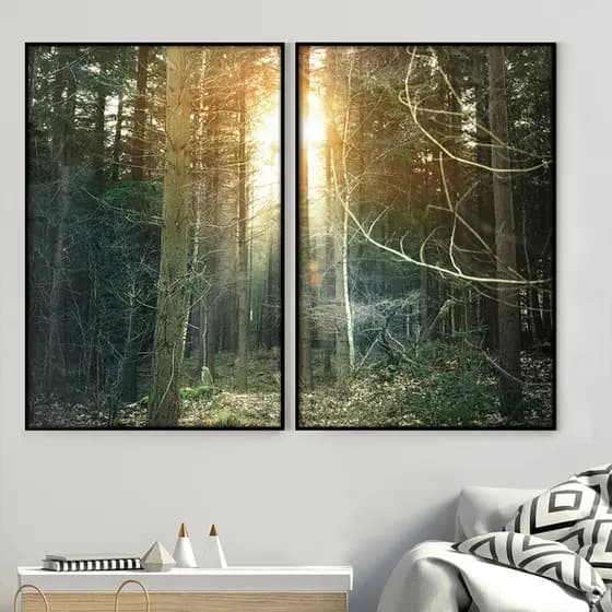 Quadro Paisagem Quadro Com Moldura E Vidro Quadro Decorativo Sala Quadro Quarto Casal Floresta Duo
