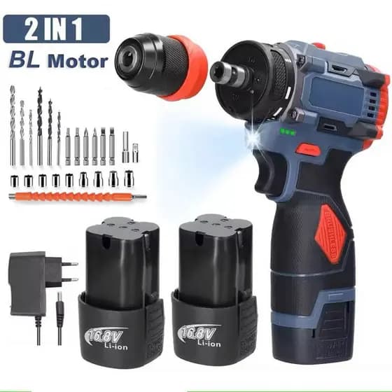 18V Furadeira Com Chave De Fenda Sem Escovas 2 Baterias