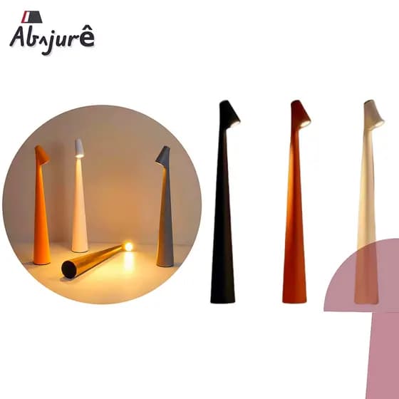 Luminária de Mesa Abajur Cabeceira Escrivaninha LED 3 em 1 Recarregável Touch Preto Vermelho Branco