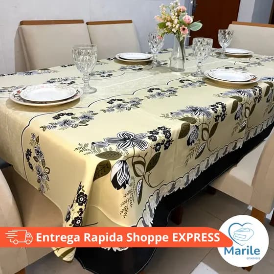 Toalha Forro de Mesa Tecido de 4 6 e 8 Cadeiras Oxford Premium para Cozinha Casa Decoração Festa