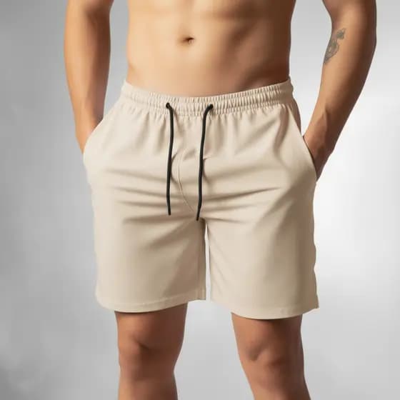 Shorts De Tactel Com Elastano Masculino Basico Liso Casual Moda Praia Treino Academia Bermuda