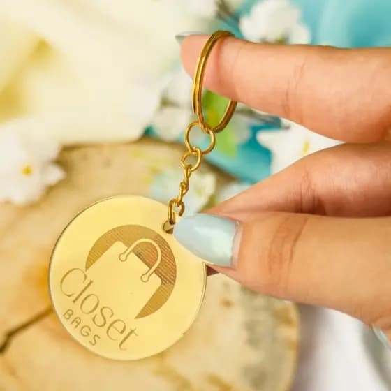 60un Chaveiro Personalizado Acrílico Espelhado Redondo Logo Brinde Lembrancinha Mimo
