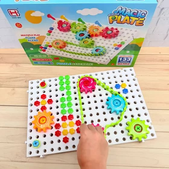 Kit Ferramentas Infantil Engrenagem 133 Peças Montar Brinquedo Educativo Criativo Interativo
