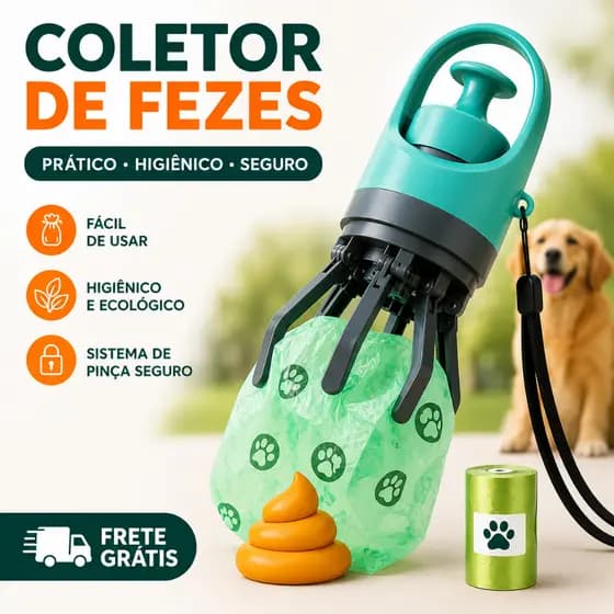 Coletor De Fezes Portátil Para Pets Pá Cata Caca Limpeza Fácil Higiênico Rápido