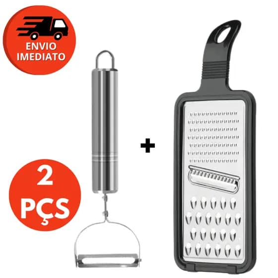 Kit Ralador 01 Face 31cm Cabo Plástico Corte Fatiador E Descascador de Legumes Alimentos Cozinha