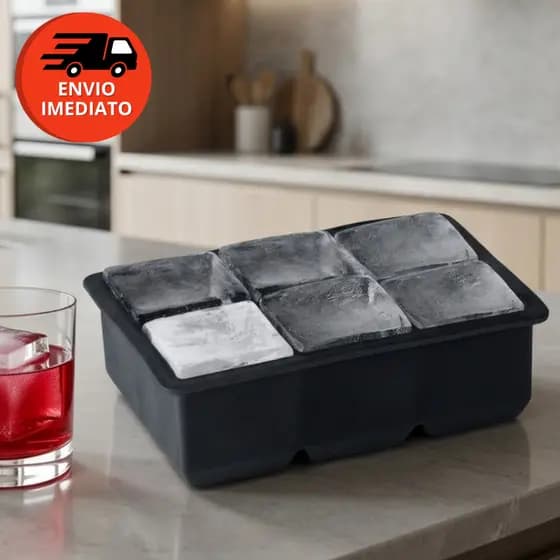 Kit Forma Silicone Gelo 6 Cubos Grande Flexível Maleável Drink Whisky Chocolate Gelatina Barman
