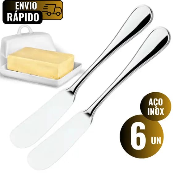 Conjunto 6 Espátulas Para Manteiga Geleia Pastas de Amendoim Aço Inox Premium Padaria Residência