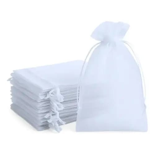 100 Sacos Tule Organza 17x23 Branco - Lembrancinha E Festas Branco